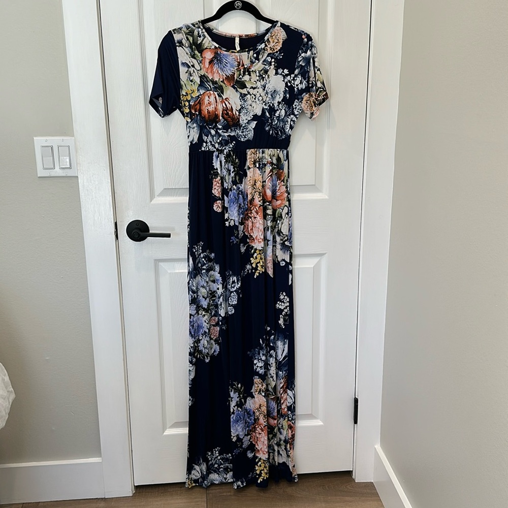 Navy Blue Floral Dress